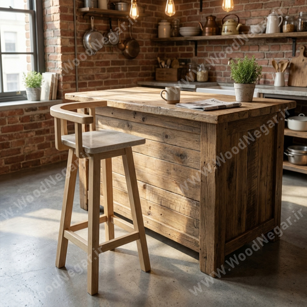چهار پایه کانتر دسته دار چوبی کافه ای سری Classic Cafe 70 cm