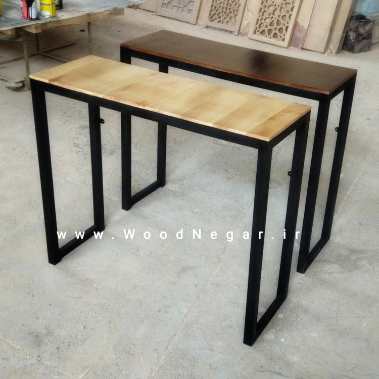 ست میز و صندلی کانتر دیواری دو نفره کافه ای چوبی سری Modern Frame 70 cm